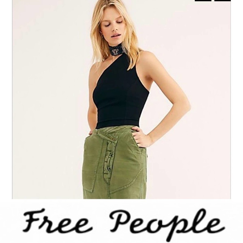 Free People Boho Black One Shoulder Top Medium